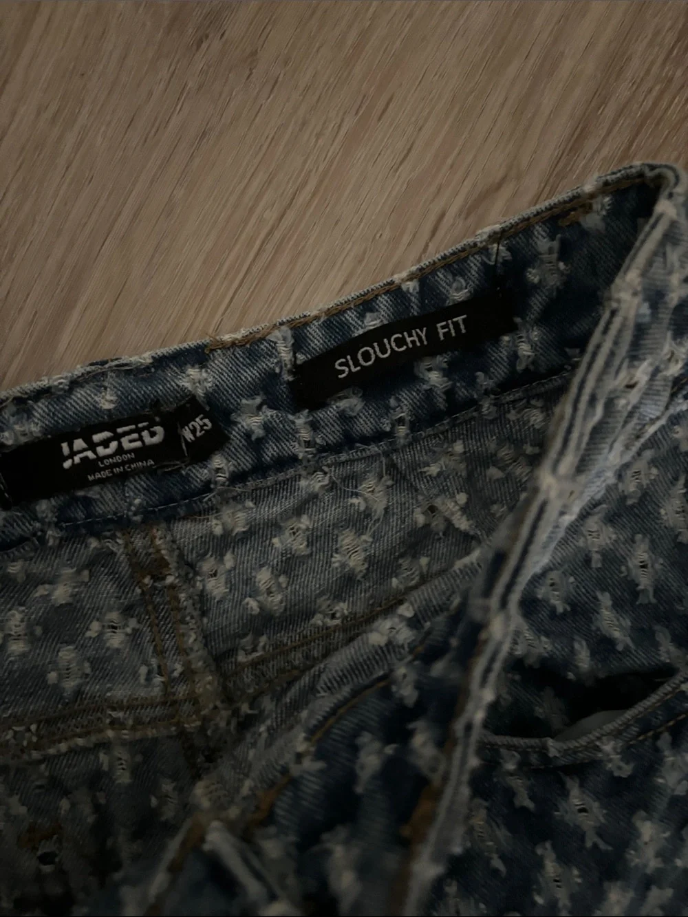 Jaded London Indigo Geo-Print slouchy fit Jeans